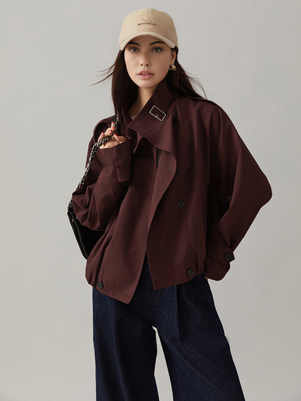 Woven Long Sleeve Trench Coat