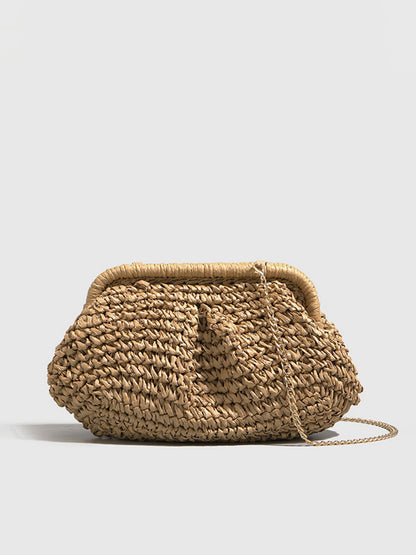 Woven Straw Clutch Bag
