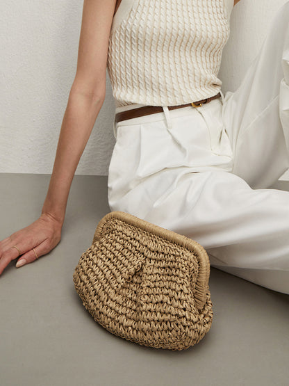 Woven Straw Clutch Bag