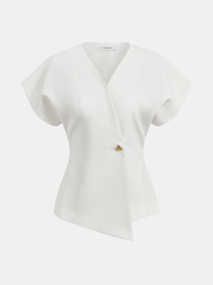 Woven V-Neck Sleeveless Blouse