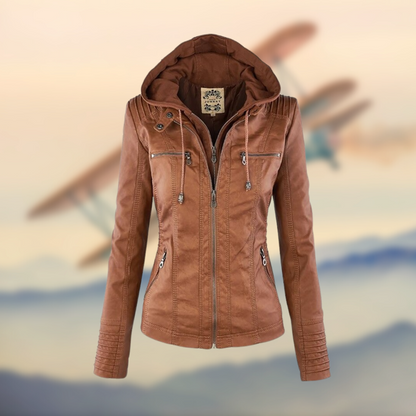 Zip-Up Ribbed Biker Jacket