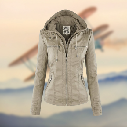 Zip-Up Ribbed Biker Jacket