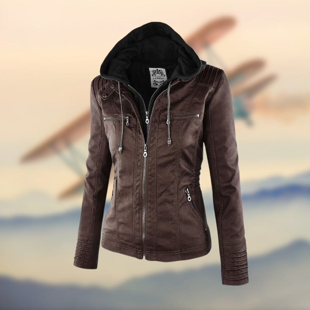 Zip-Up Ribbed Biker Jacket